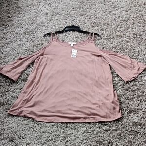 Forever 21 Mauve Cold Shoulder Blouse